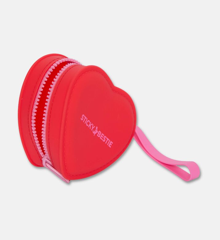 StickyBestie Charm Silicone Heart Pouch, Red, Packshot View