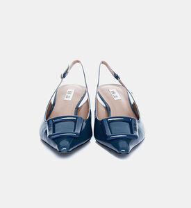 Patent Leather Low Heel Slingback Sandals