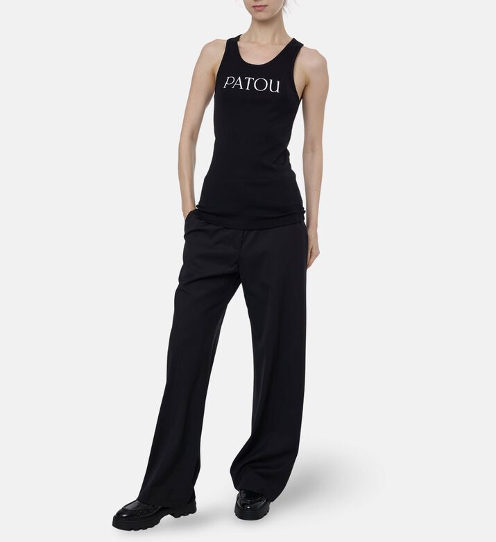 Patou Iconic Printed Logo Tank Top, Black, L, Model View