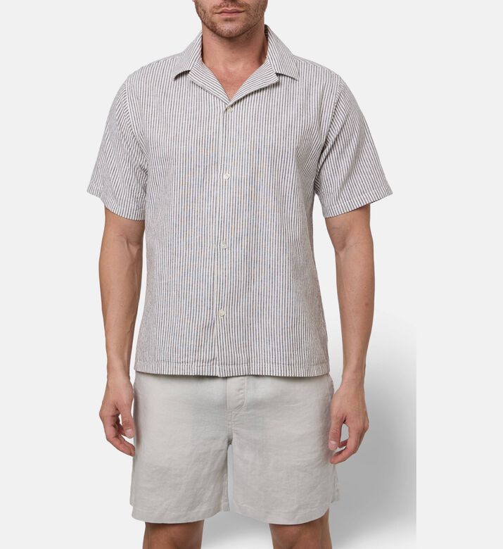 Les Deux Stripe-print Short-sleeve Shirt, Model View
