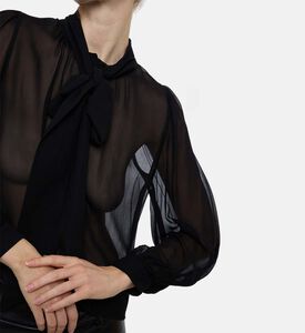 Alice and Olivia Tie Closure Long-sleeve Blouse, Model View