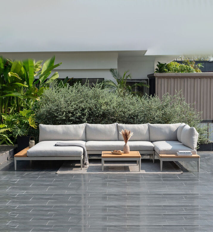 Lifestyle Garden Topaz Teak Wood Corner Lounge, Packshot View