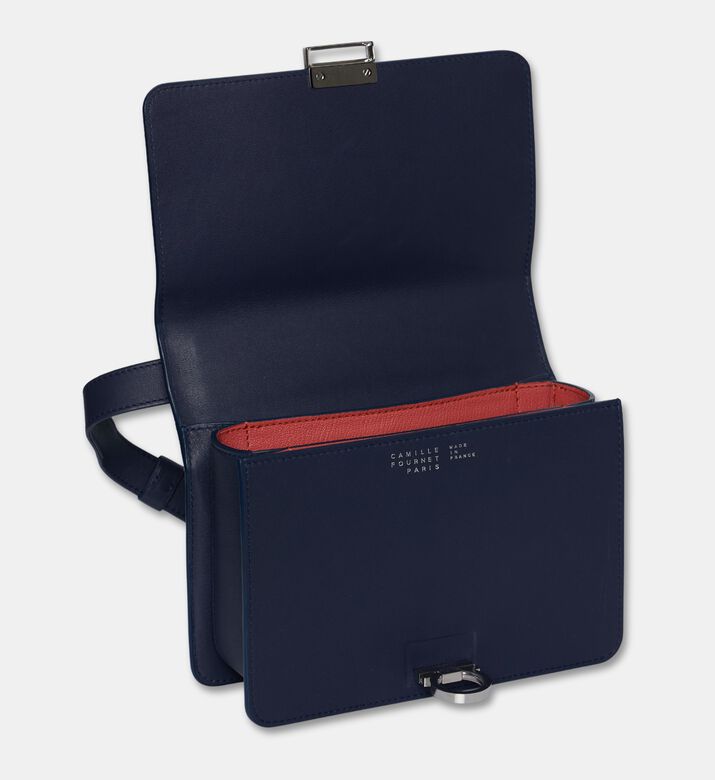 Camille Fournet Signature Calf Leather Pleated Shoulder Bag, Indigo, Packshot View