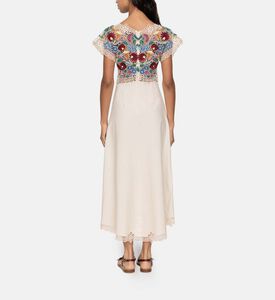 فستان كاثرين متوسط الطول بطريزات الأزهار