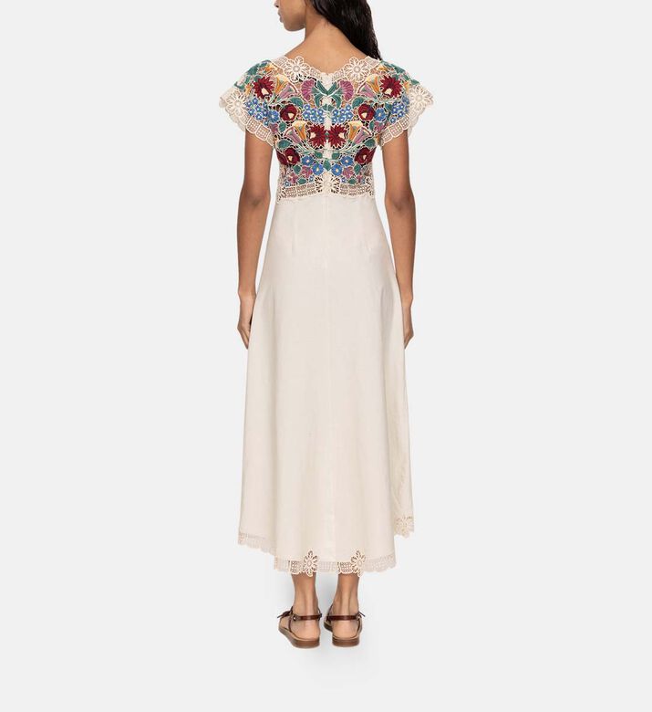 فستان كاثرين متوسط الطول بطريزات الأزهار