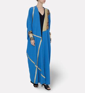 Dalia Al Azem Diagonal Gold-taping Sequined Abaya, Model View