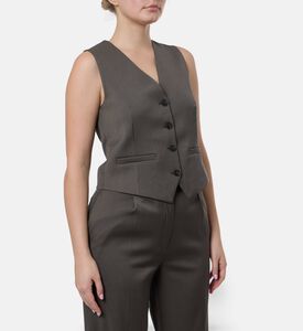 Samsoe Sleeveless V-neck Vest, Dark-green, S, Model View