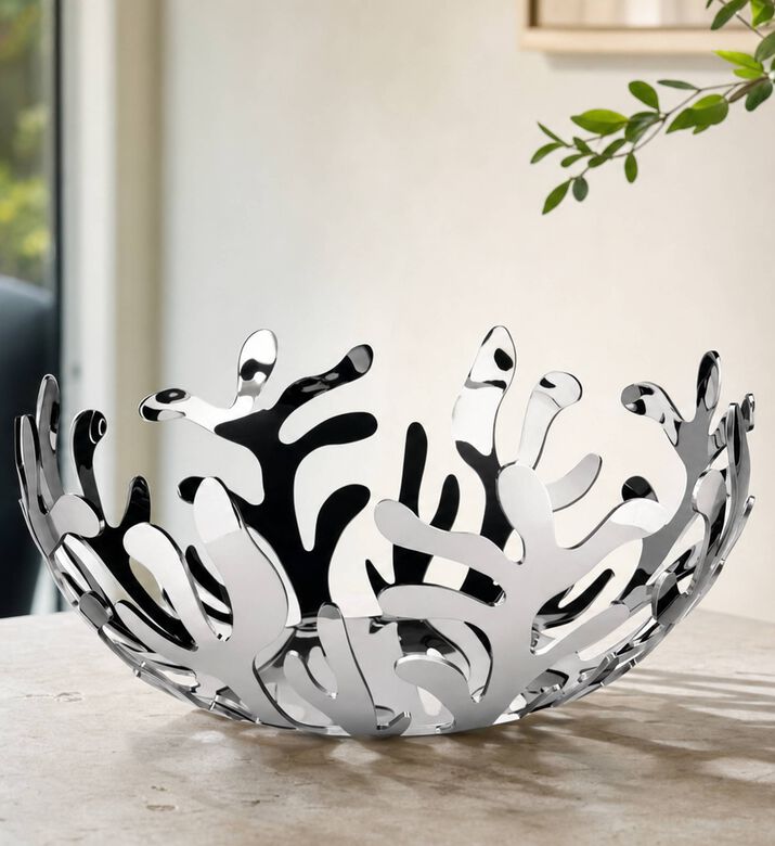 Alessi Mediterraneo-inspired Design Fruit Holder, Silver, 25-cm, Model View