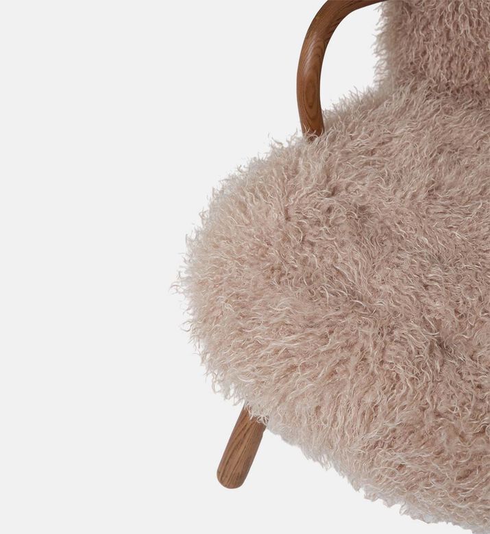 Fur Round Wood Armrests Armchair Fur Round Wood Armrests Armchair