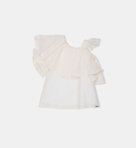 بلوزة بأكمام منفوشة غير متماثلة