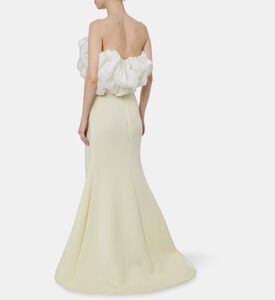 AAVVA Neoprene Tulle Corset One-shoulder Dress, Yellow, M, Model View