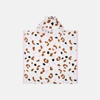 Kaki Leopard-print Beach Poncho Towel