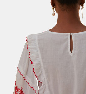 Floral-embroidery Loose-fit Top