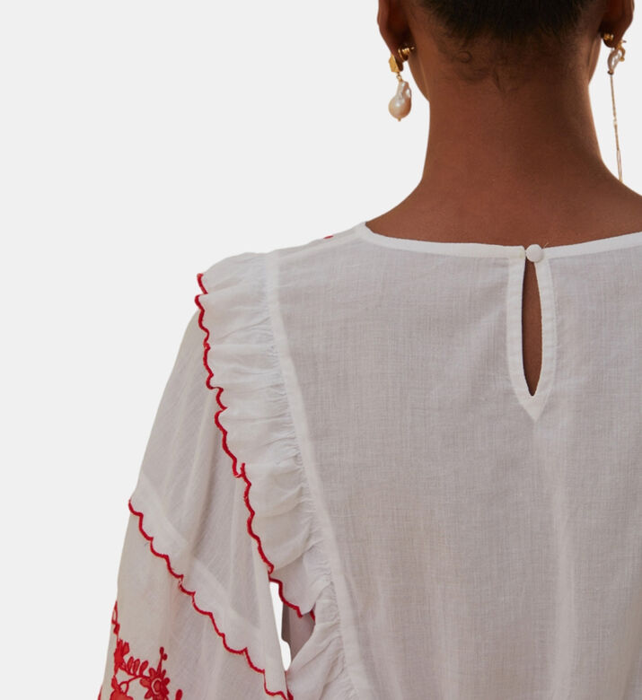 Floral-embroidery Loose-fit Top