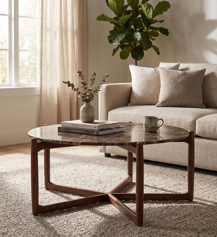 Home Deco and More Nashville Round Top Coffee Table, Packshot View