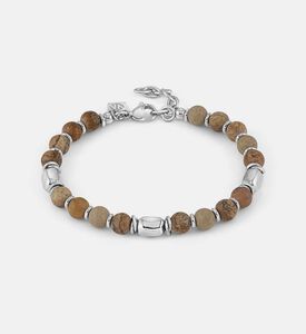Paesina Stone Beads Steel Bracelet Paesina Stone Beads Steel Bracelet