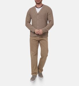 كارديغان طويل الأكمام قطن عضوي بياقة في