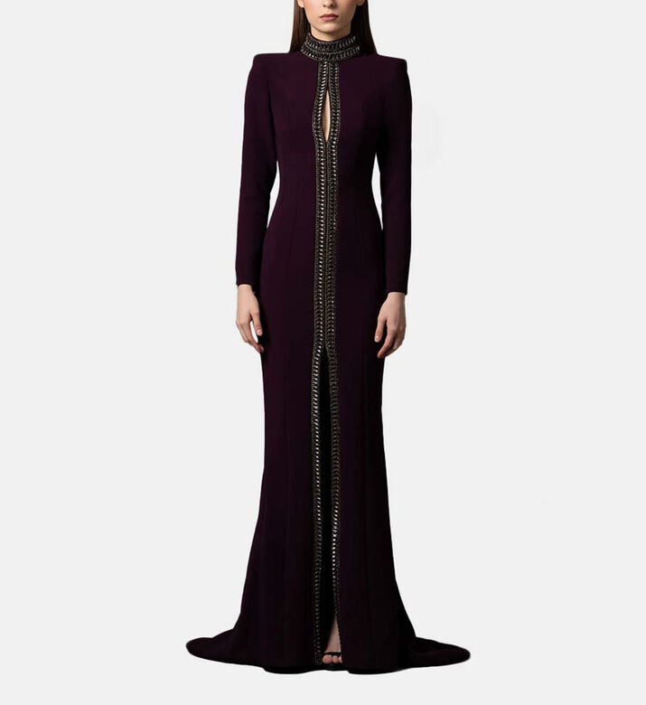 Crystal-embellished Long-sleeve Dress