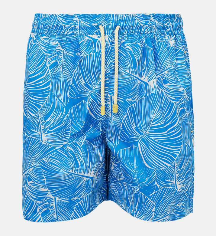Iguana Leaf-print Swim Trunk
