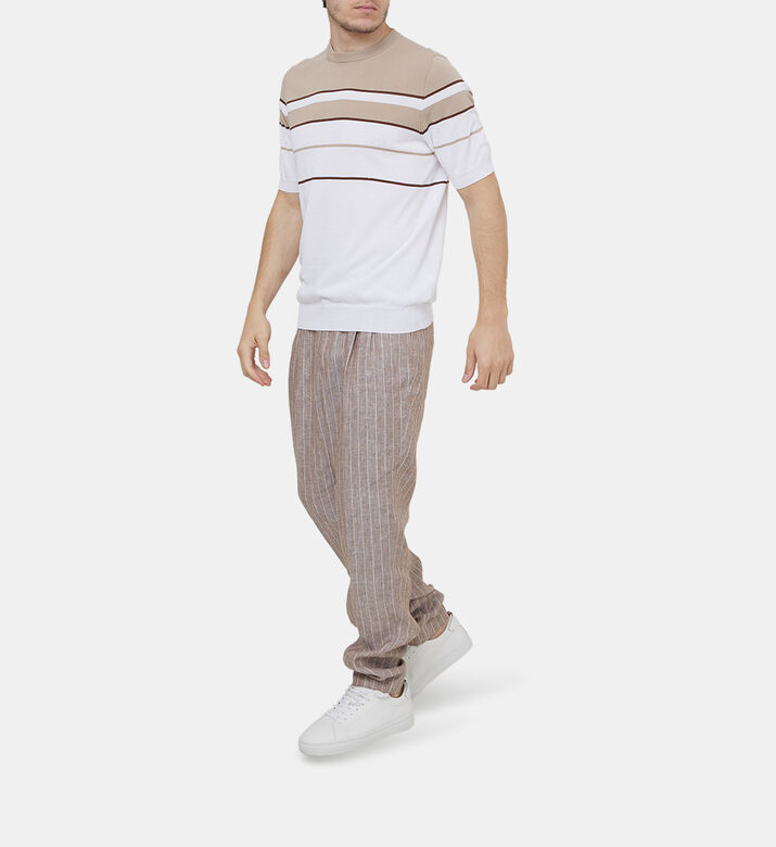 Striped Regular-fit Linen Pants