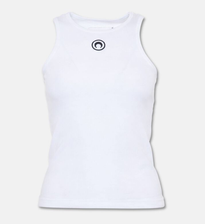 Marine Serre Moon Logo Ribbed Tank Top, White, M, Packshot View