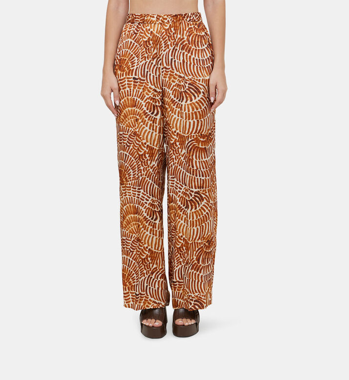 Sfizio Satin Shell-print Palazzo Trousers, Model View