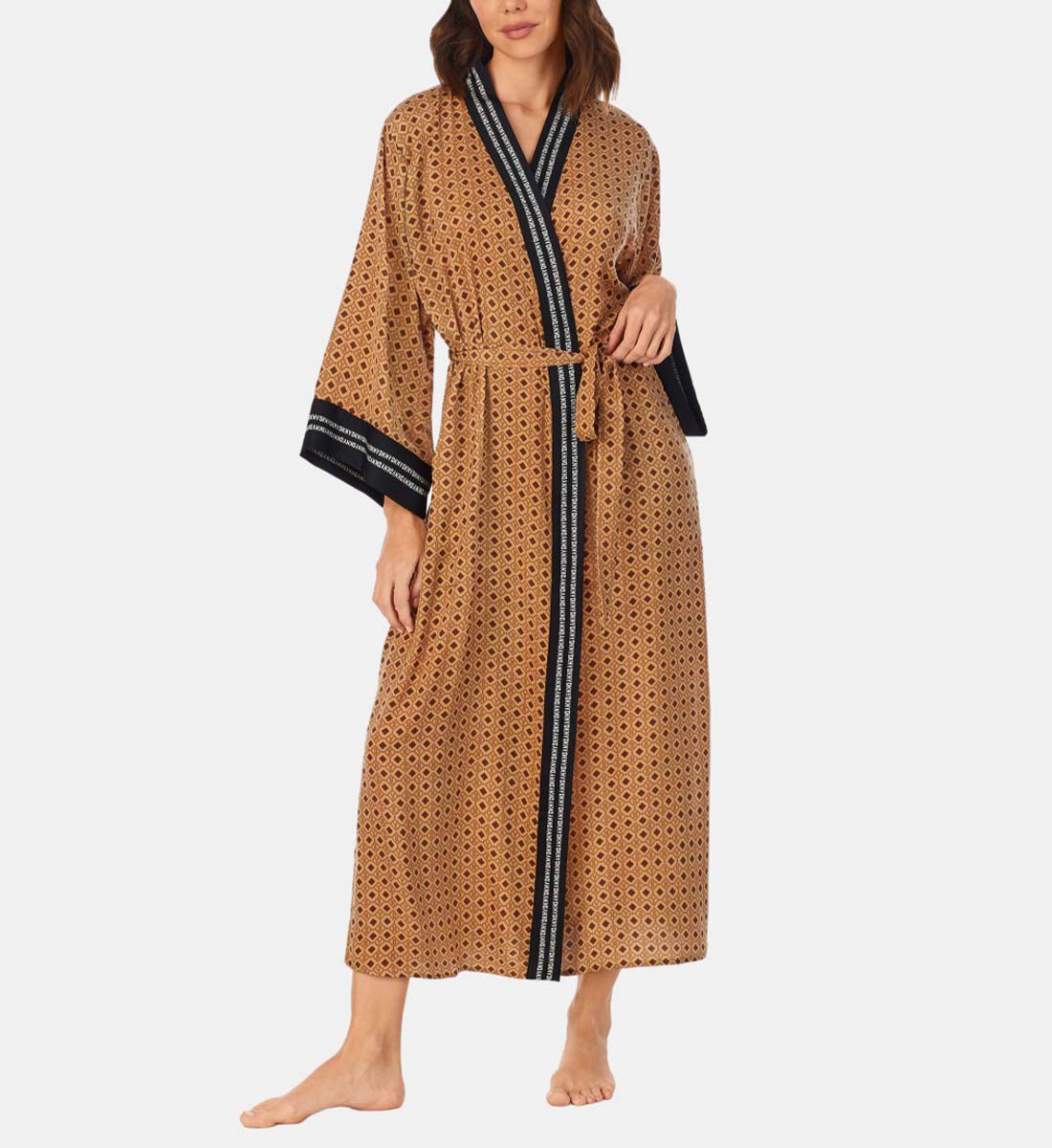 Dkny Logo Jacquard Wrap Night Dress Dressing Gowns Galeries