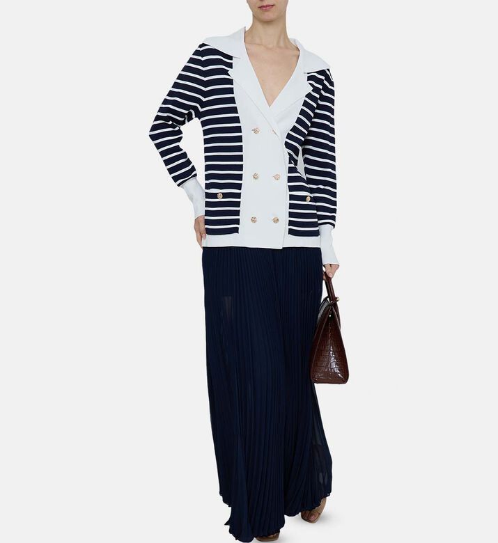Striped-print Long-sleeve Cardigan Striped-print Long-sleeve Cardigan
