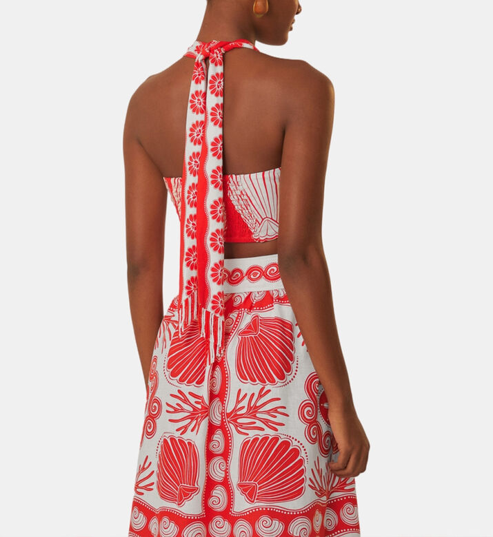 بلوزة قصيرة أينيكا شيل لينزينج كتان أوروبي بنقشة ايكوفيرو