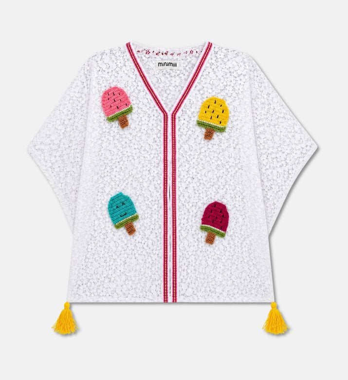 MiniMill Girls White Ice Cream Coverup, Packshot View