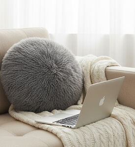 Light and Living Elvine Fabric Round Filled And Vaccumed Cushion Pendant, Grey, Packshot View