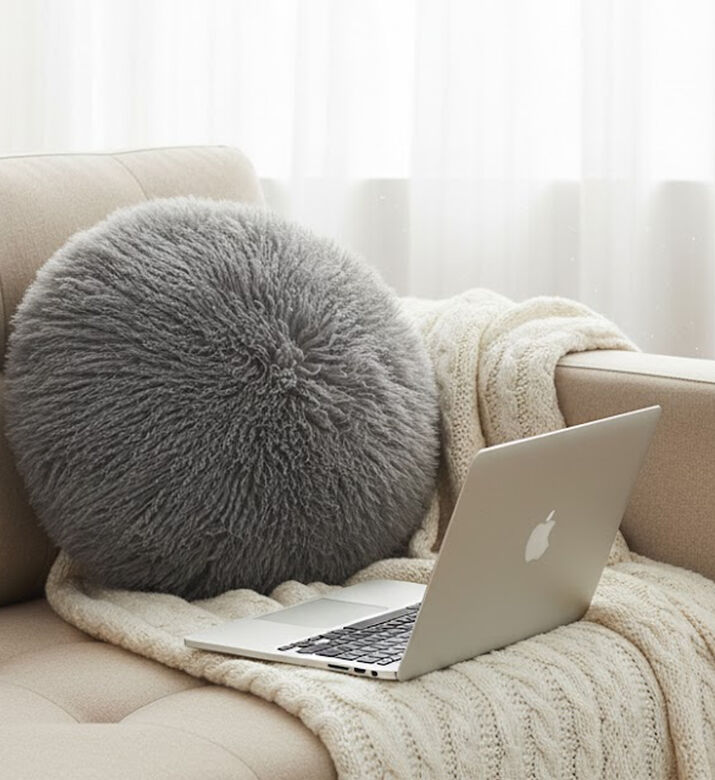 Light and Living Elvine Fabric Round Filled And Vaccumed Cushion Pendant, Grey, Packshot View Light and Living Elvine Fabric Round Filled And Vaccumed Cushion Pendant, Grey, Packshot View