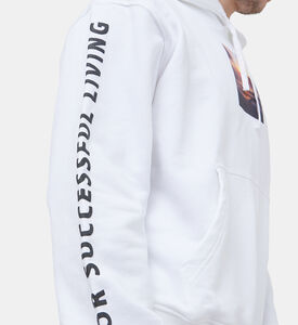 سترة قطنية بغطاء رأس بطبعة غرافيك