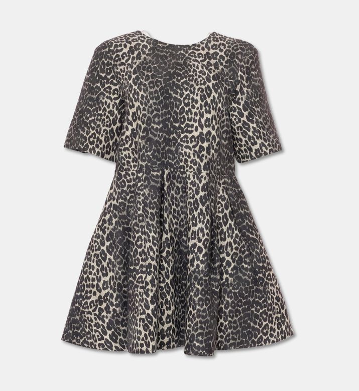 Ganni Leopard-print Short-sleeve Mini Dress, Packshot View