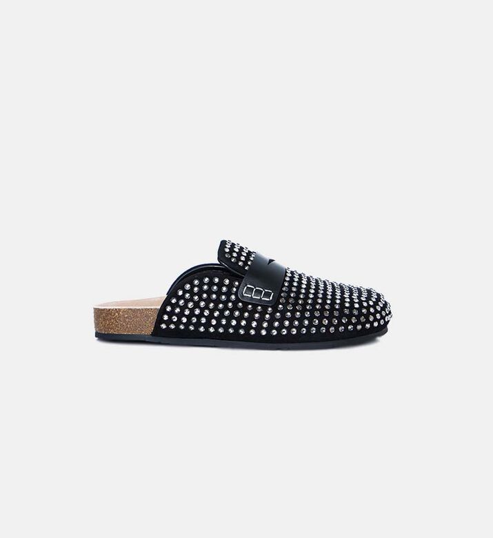 Suede Crystals-embellishment Loafers