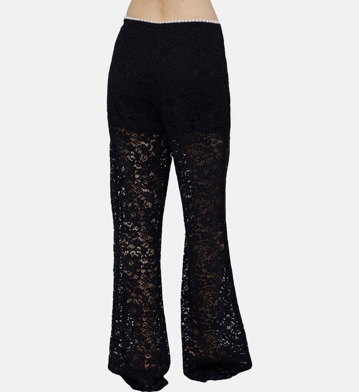 Lace Embroidered Flower Wide-leg Pants