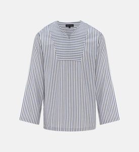 Long-sleeve Stripe Pattern V-neck Shirt