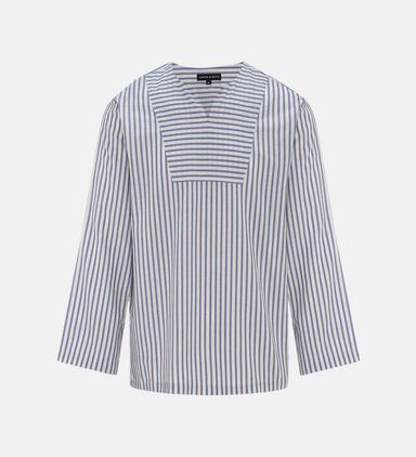 Long-sleeve Stripe Pattern V-neck Shirt