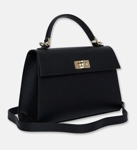 Maya.M Signature Pebbled Leather Medium Satchel, Black, Packshot View