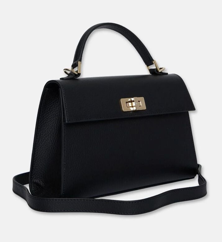 Maya.M Signature Pebbled Leather Medium Satchel, Black, Packshot View