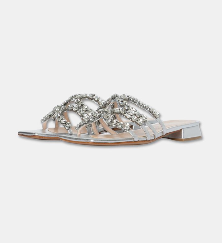 Albano Shoes Flat Stones, Silver, Eu-40, Packshot View