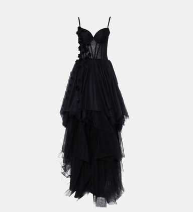 Tulle Floral-embroidery Dress