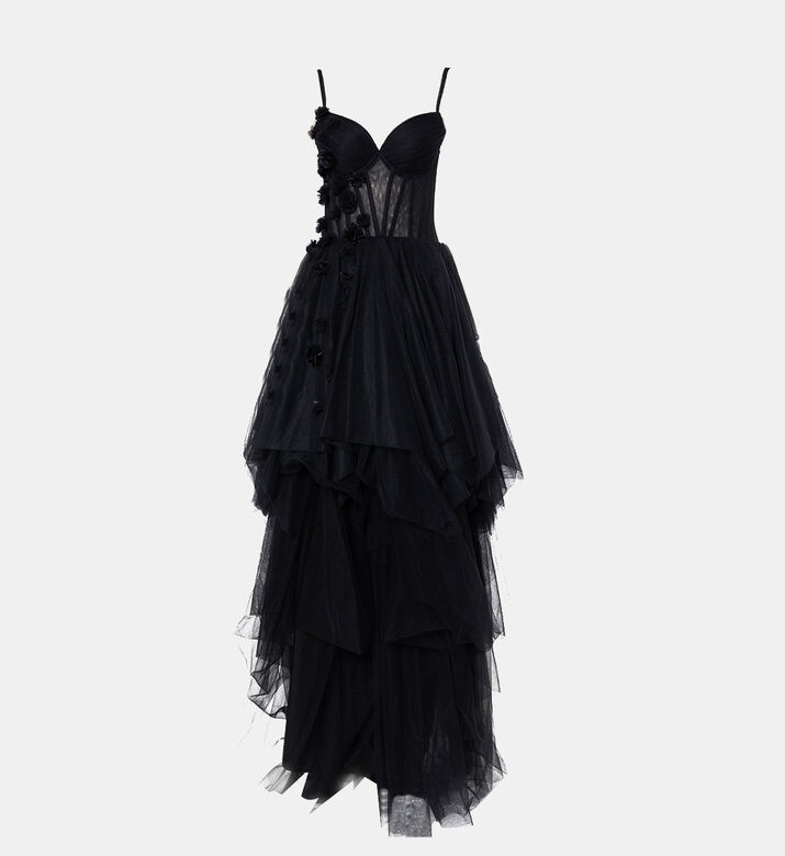 Tulle Floral-embroidery Dress