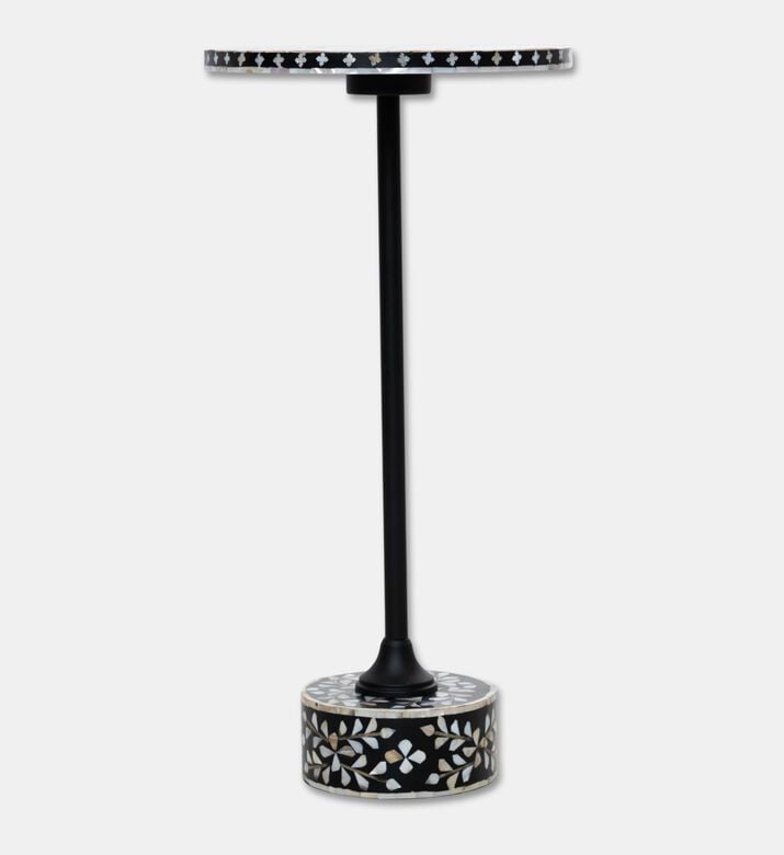 Home Deco and More Round Terrazzo-effect Side Table, Black, Packshot View