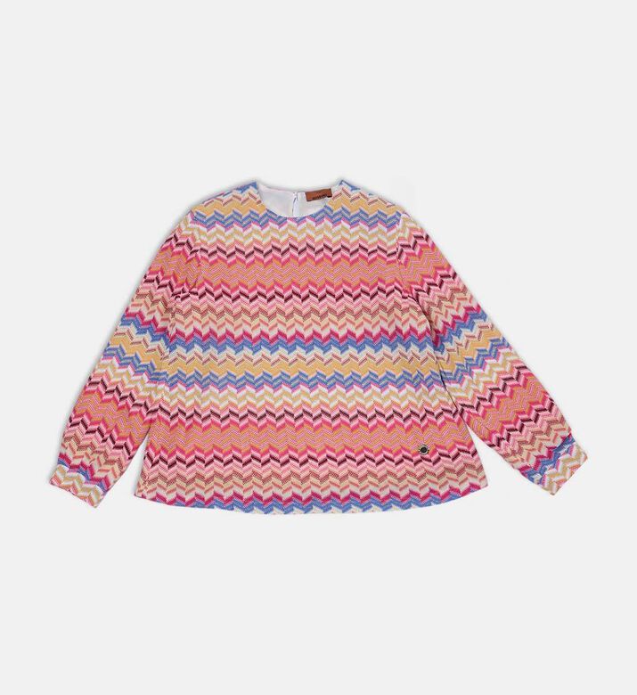 Knit All-over Print Long-sleeve Top