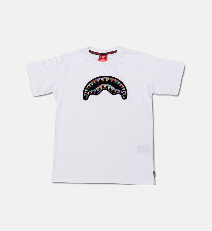 Sprayground Dripping Multi-color Shark Mouth T-shirt, White, 16y, Packshot View