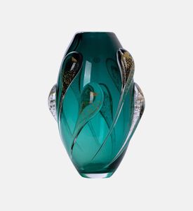 Gileno Medusa Handmade Gold Crystal Vase, Green, M, Packshot View