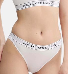 Polo by Ralph Lauren Logo-waistband High-waist Thong, White, S, Model View