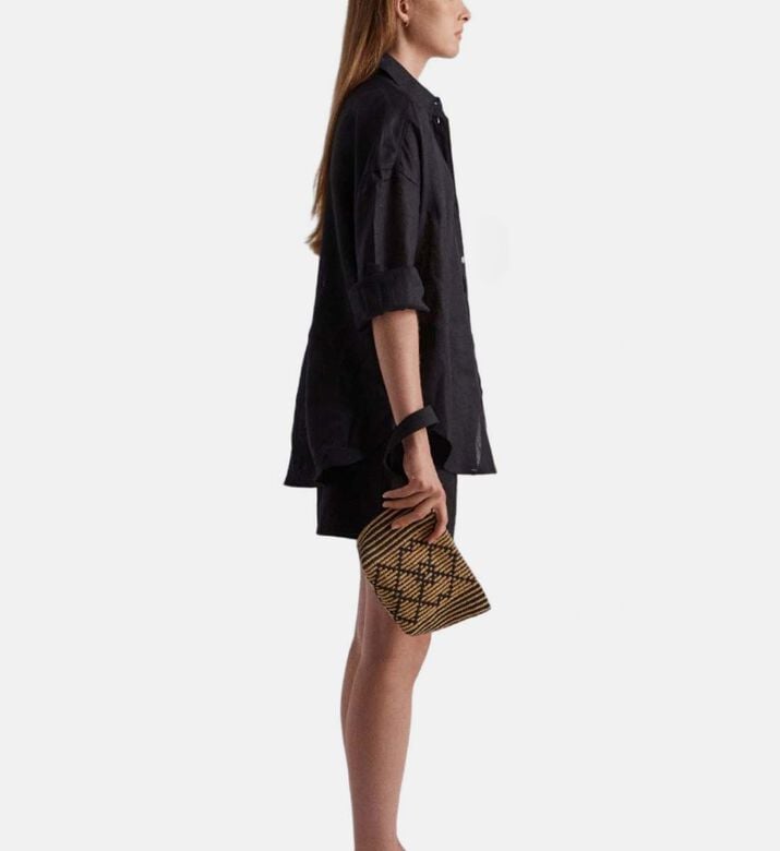 Cotton Geometric Pattern Mini Clutch Bag