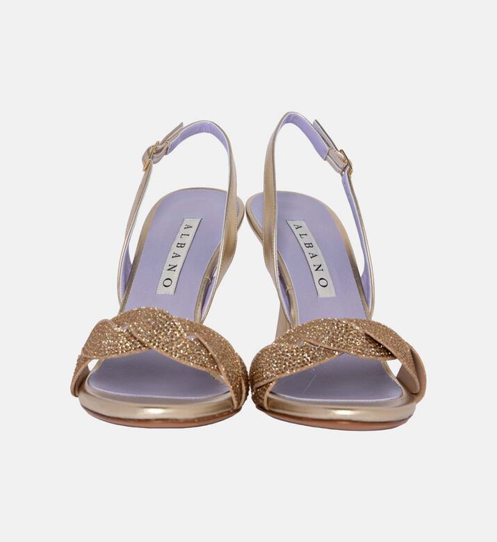 صندل جلدي بحزام مضفر عالي